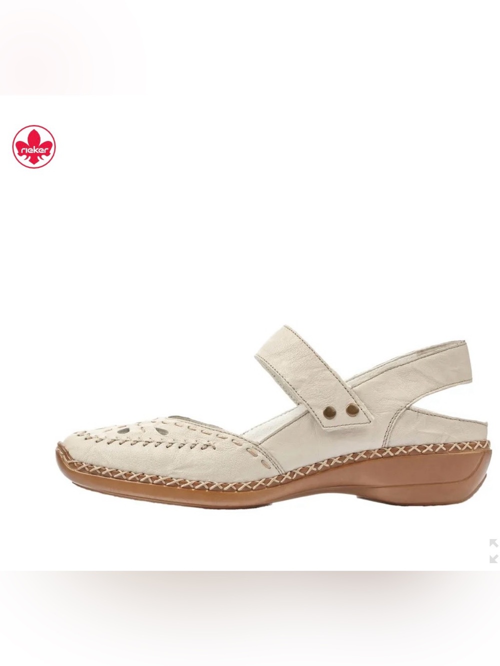 Rieker Cream Mary Jane Slingback Leather Shoes 37 - Picture 7 of 16